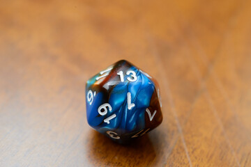 Role Playing Game and game dice and templar knight armour in the table top game epic play for RPG....