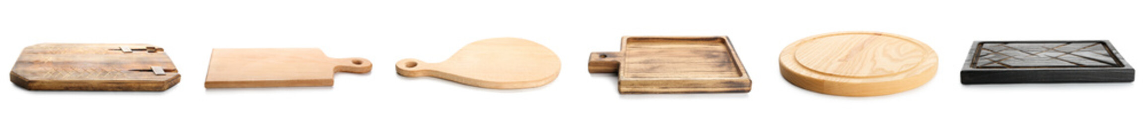 Set of wooden boards isolated on white