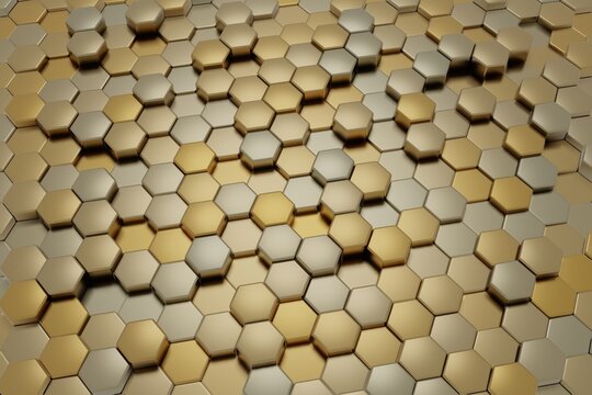 Gold and Silver Abstract Technology Hexagonal Background