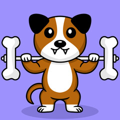 Obraz na płótnie Canvas Vector illustration of premium cute dog doing bone lifting