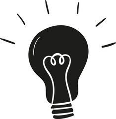 Light bulb idea hand drawn solid style