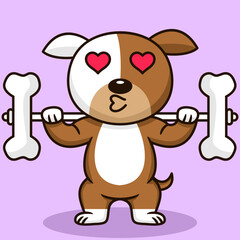 Vector illustration of premium cute dog doing bone lifting