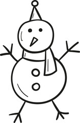 Snowman hand drawn outline style
