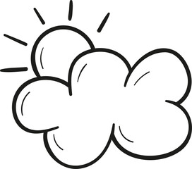Sun and cloud hand drawn outline style