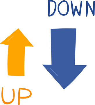 Up and down arrow hand drawn flat style
