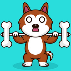 Fototapeta na wymiar Vector illustration of premium cute dog doing bone lifting