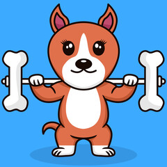Vector illustration of premium cute dog doing bone lifting