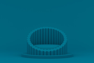 Podium minimal on green background for cosmetic product presentation