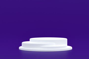Product stand, Podium minimal on purple background for cosmetic product presentation.