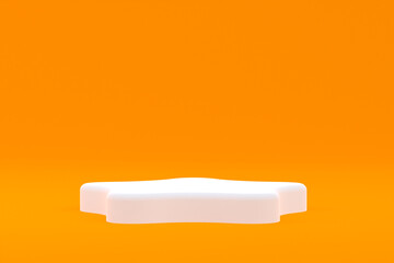 Product stand, Podium minimal on orange background for cosmetic product presentation.