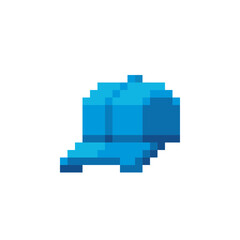 Billed Cap pixel art icon, isolated vector illustration. Baseball equipment, accessories. Design for logo and app. Game assets 8-bit.