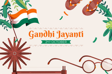 Gandhi Jayanti is an event celebrated 2nd October in India to mark the birth anniversary of Mahatma Gandhi, Vector Illustration background.
