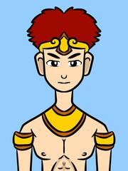 cute man cartoon on blue background