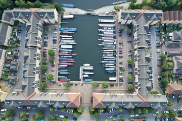 Foto auf Acrylglas Aerial view of River Side and Boats at Hemel Hempstead Town of England UK © Altaf Shah