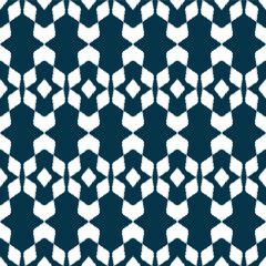 Ikat ethnic background vector. Seamless pattern of white geometric shapes and diamond in abstract concept.