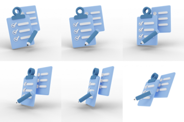 3d illustration of turntable view of checklist transparent background.