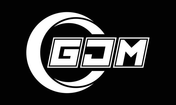GJM three-letter circle logo design. custom font black and white logo vector template | abstract logo | word mark logo | letter mark logo | business logo | minimalist logo | font logo |