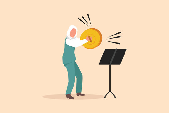 woman playing golden cymbal musical instrument clip art preview