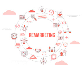 remarketing concept with icon set template banner and circle round shape