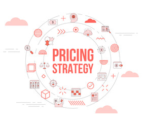 pricing strategy concept with icon set template banner and circle round shape