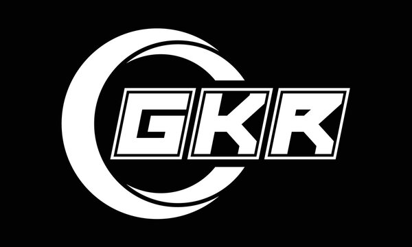 GKR three-letter circle logo design. custom font black and white logo vector template | abstract logo | word mark logo | letter mark logo | business logo | minimalist logo | font logo |