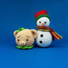 Amigurumi of colorful heart in flowerpot