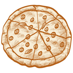 Pizza Pepperoni Classic Vintage Retro Drawing Illustration Icon Art Logo Design Template