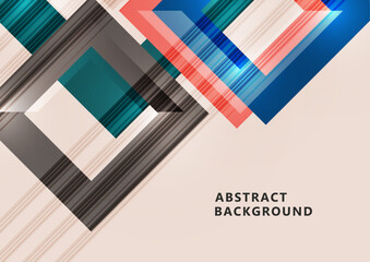 Futuristic abstract background with bright geometric shapes. Cover of technology business presentation. Vector