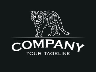 tiger sketch vintage vector logo .tiger illustration template - obrazy, fototapety, plakaty
