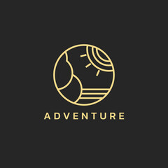 Line logo forming a scene inside a circle.