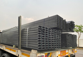 stack of light lip​ channel​ steel or C​ channel steel​ for​ construction supplies