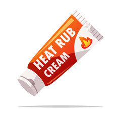 Heat rub cream pain relief tube vector isolated illustration