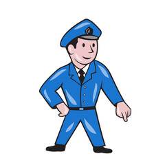 Police Officer Pointing Down Cartoon