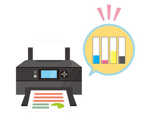 プリンター　インクカートリッジ　ベクターイラスト