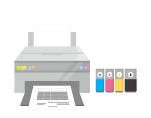 プリンター　インクカートリッジ　ベクターイラスト