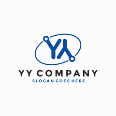 Double Y Letter tech logo vector image