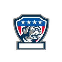 Rottweiler Guard Dog USA Flag Crest Retro