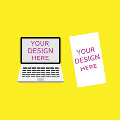 laptop computer with screen icon sticker colorful background technology