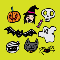 halloween icons set