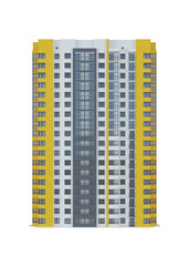 Tenement house on white background. 3D rendering.