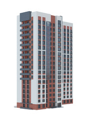 Fototapeta premium Tenement house on white background. 3D rendering.