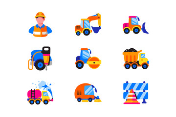 Obraz premium Roadwork technique icons set