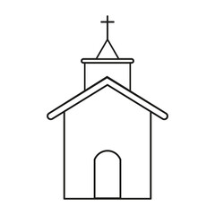 Flat church icon. Construction line logo. Vector illustration. Stock image. 