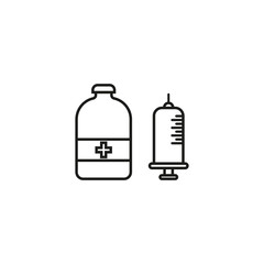 bottle and syringe icon. Health care. Vector illustration. Stock image.