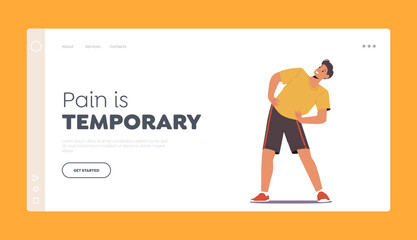 Sport and Health Landing Page Template. Man Doing Morning Exercises, Teenager Workout, Male Character Training