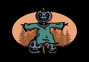 Scary halloween pumpkin illustration design