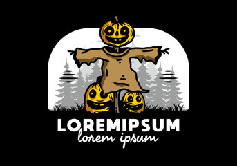 Scary halloween pumpkin illustration design