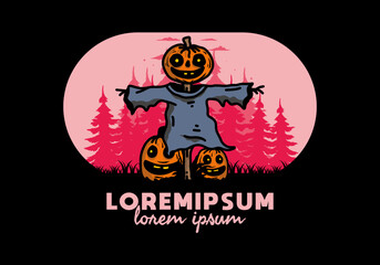 Scary halloween pumpkin illustration design