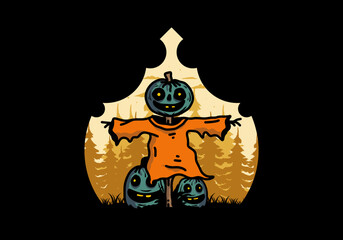 Scary halloween pumpkin illustration design