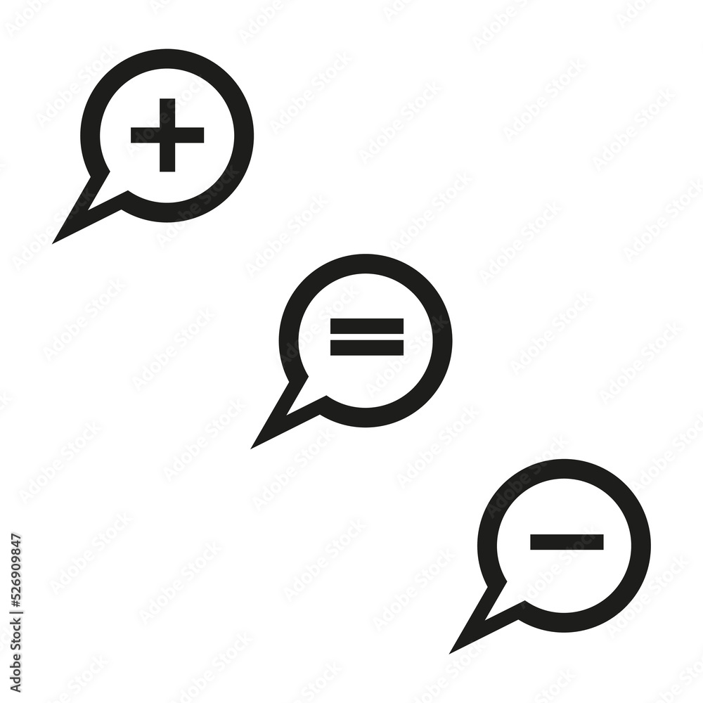Poster line art plus minus messages. internet application. communication concept. chat icon set. vector ill
